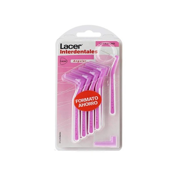 Lacer Interdental Angular Ultrafino Rosa - 10 Cepillos