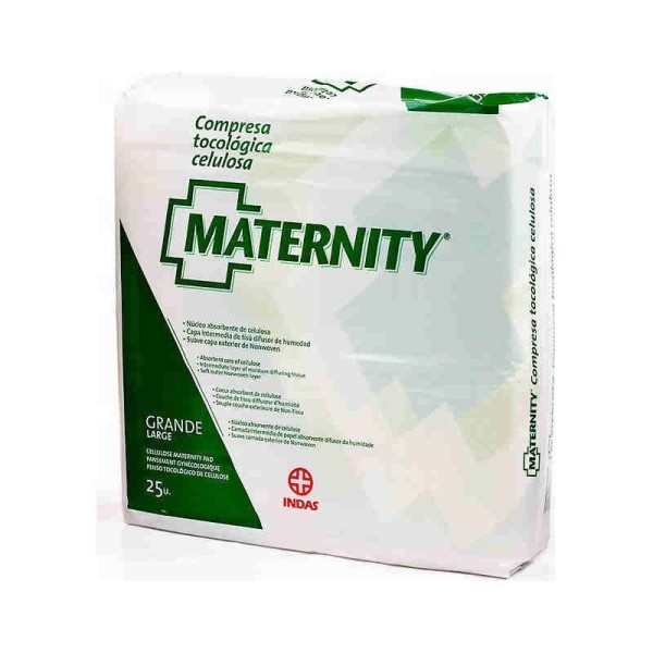Indas Maternity Compresas Postparto de Celulosa 25 Unidades