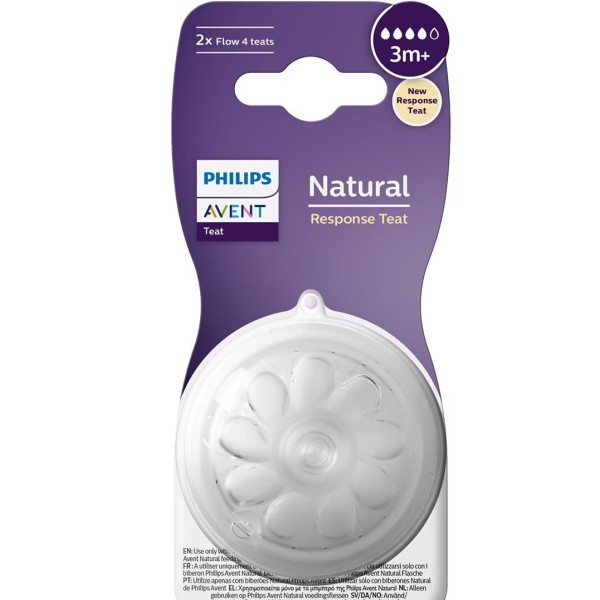 TETINA NATURAL FLUJO RAPIDO PHILIPS AVENT NATURAL RESPONSE 3M 2 TETINAS