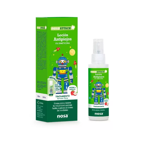 Nosa Attack Loción Antipiojos 5% Dimeticona Manzana 100 ml