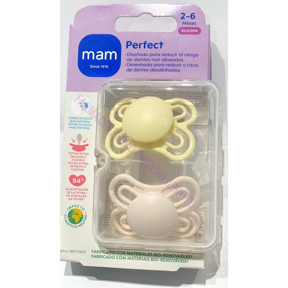 CHUPETE SILICONA MAM PERFECT 0 N PACK DOBLE
