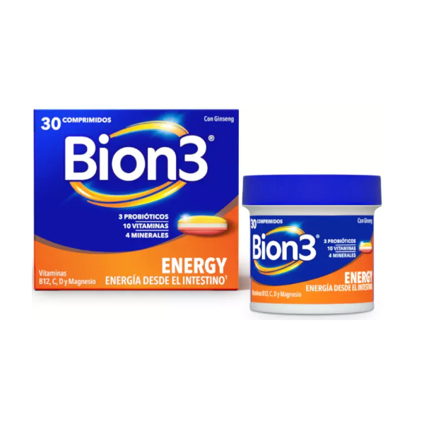 Bion3 Energía 30 Comprimidos - Ginseng y Probióticos