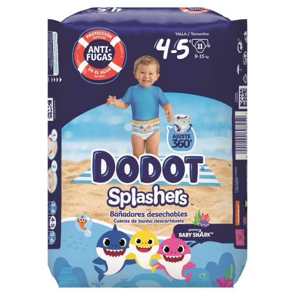 PAÑAL INFANTIL DODOT SPLASHERS TALLA  4 915 KG 11 UNIDADES