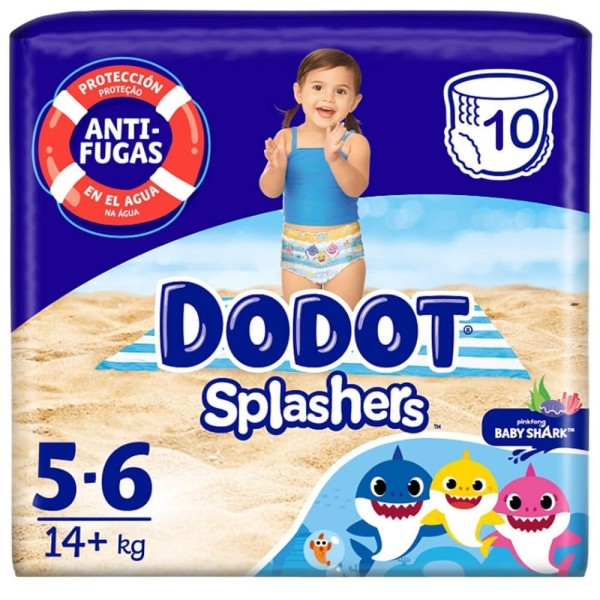 PAÑAL INFANTIL DODOT SPLASHERS TALLA 5 1215 KG 10 UNIDADES
