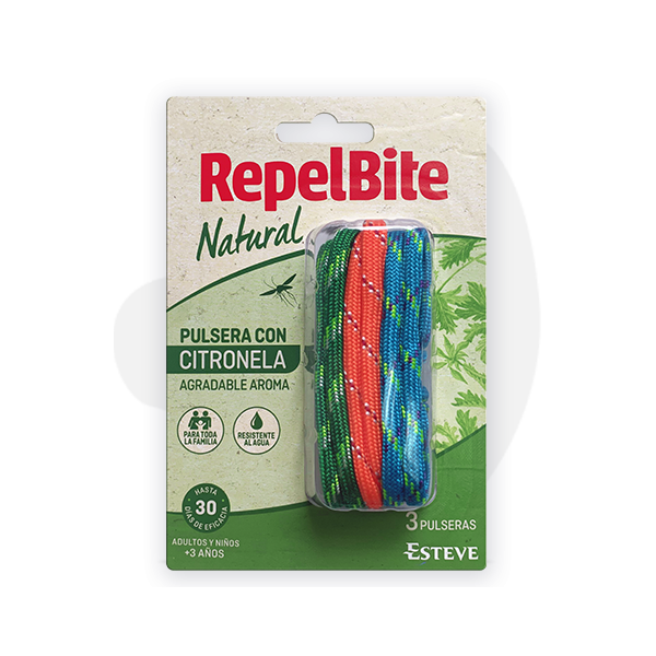 REPELBITE NATURAL PULSERA DE NYLON CON CITRONELA  3 UNIDAD