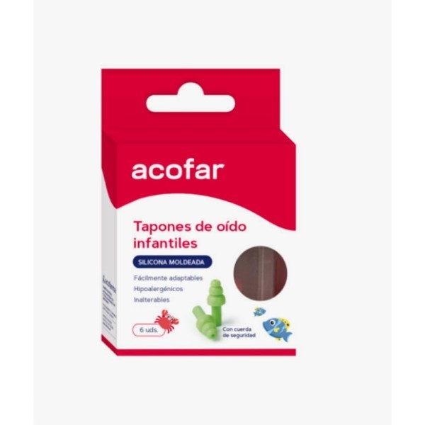 ACOFAR TAPONES OIDO SILICONA MOLDEADA INFANTIL 6 UNIDADES