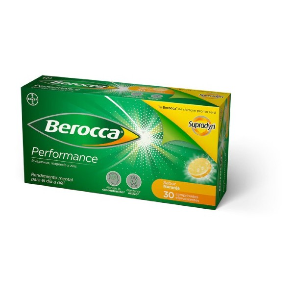 BEROCCA PERFORMANCE 30 COMPRIMIDOS EFERVESCENTES SABOR NARANJA