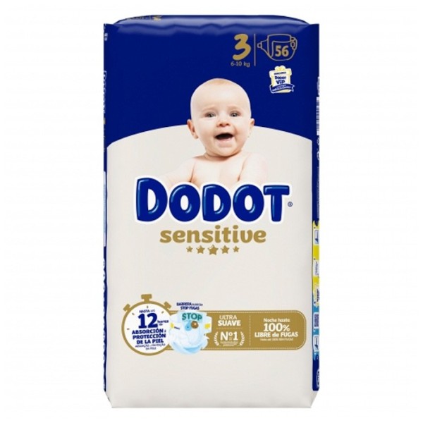 DODOT TALLA 3 SENSITIVE 56 PAÑALES