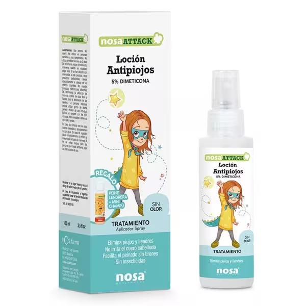 Nosa Attack Loción Antipiojos 5% Dimeticona Sin Olor 100 ml