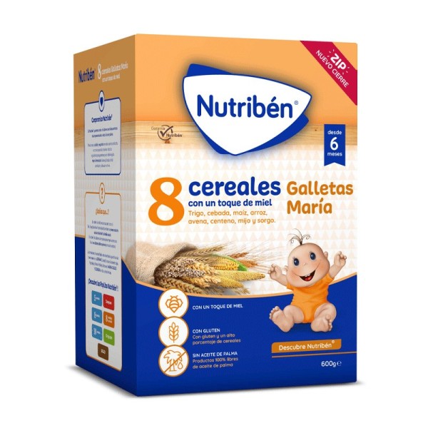 NUTRIBEN 8 CEREALES Y MIEL GALLETAS MARIA 600 G